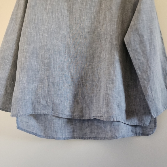 Eileen Fisher Organic Linen Boatneck 3/4 Sleeve Boho Chic Top Size XS in gray - Picture 5 of 10